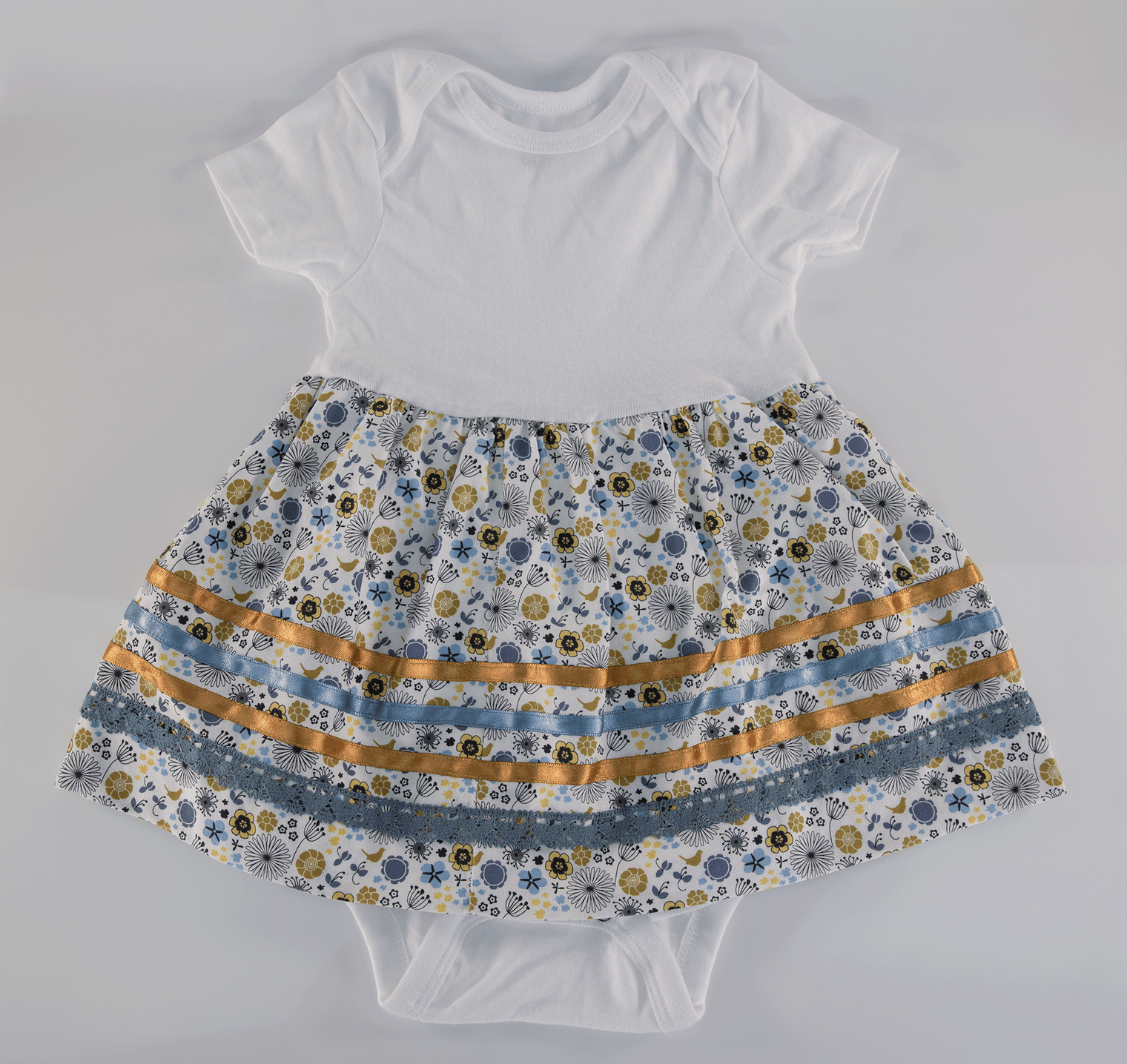 Ribbon Skirt Onesie - Baby -Gold/Blue