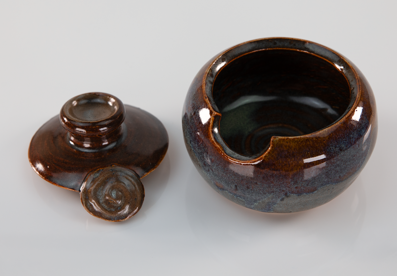 Pottery Jar - Brown/Blue