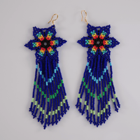 Beaded Earrings - Blue/Beaded Fringe