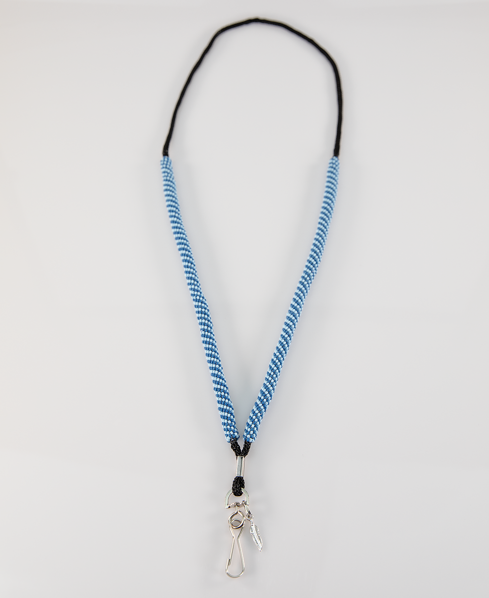 Blue and Light Blue Beaded Lanyard