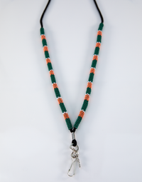 Green, Copper, and White Beaded Lanyard
