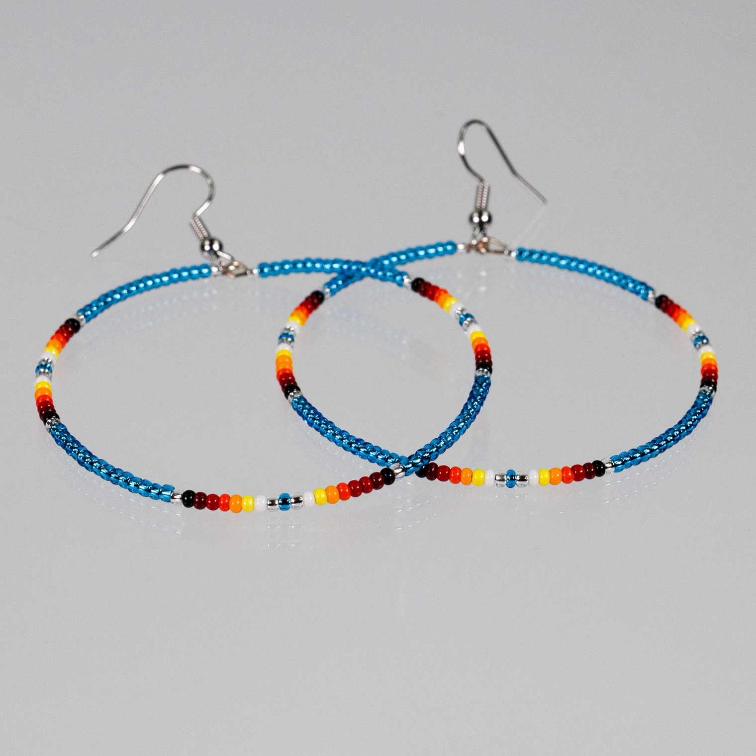 Blue Hoop Earrings - Medium