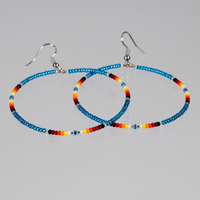 Blue Hoop Earrings - Medium