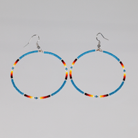 Blue Hoop Earrings - Medium