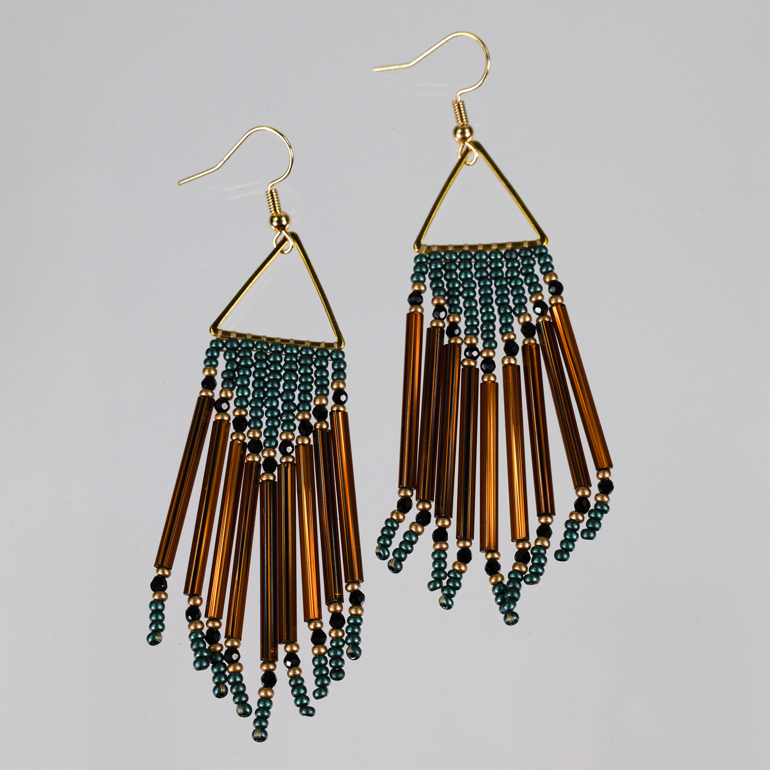 Green/Metallic Brown Earrings