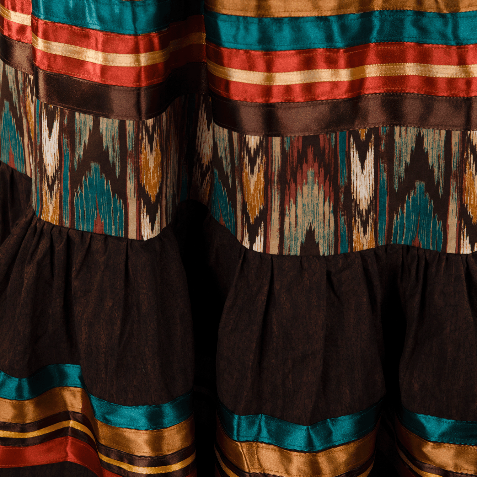 Ribbon Skirt - Brown/Chevron