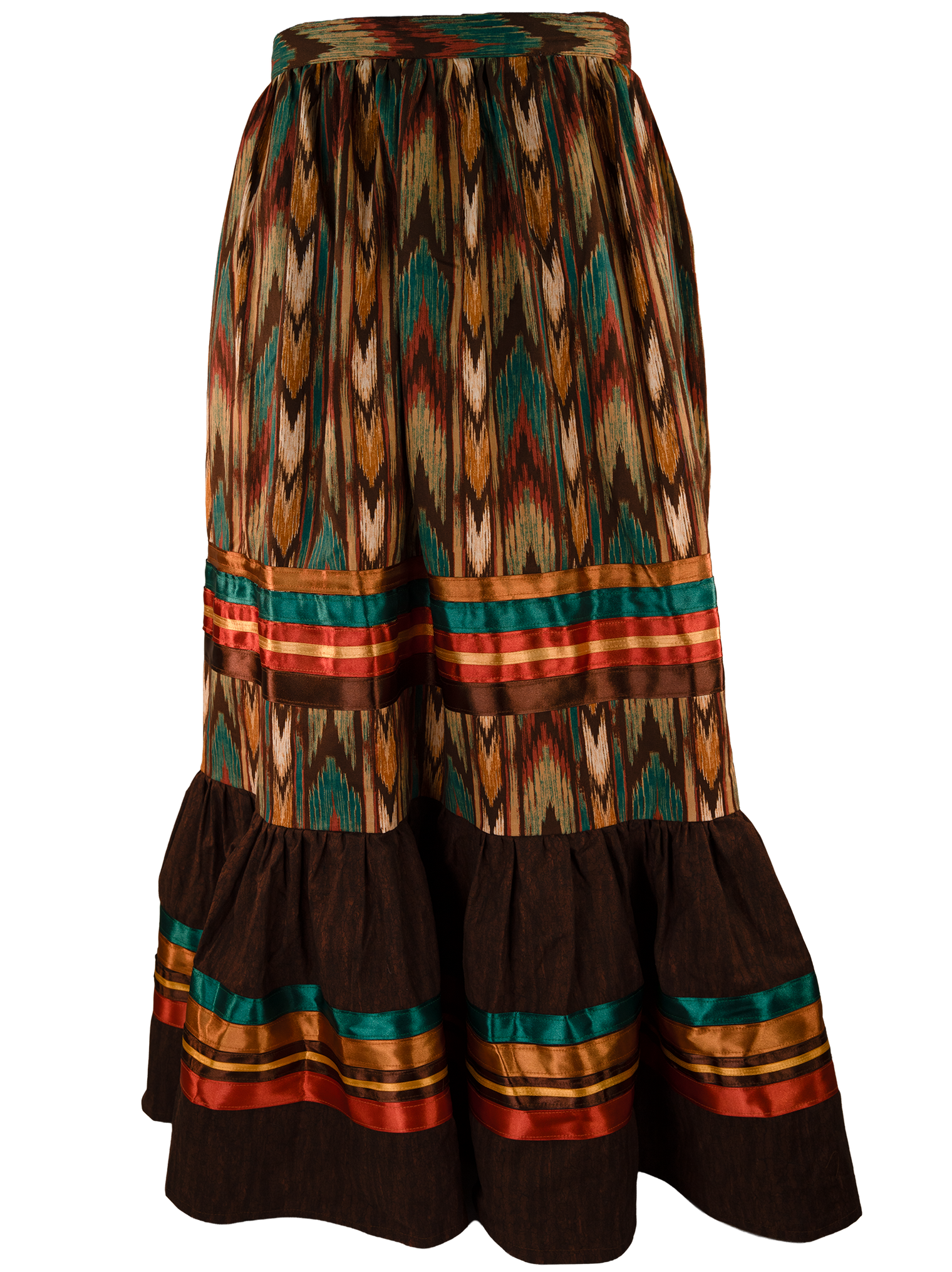 Ribbon Skirt - Brown/Chevron