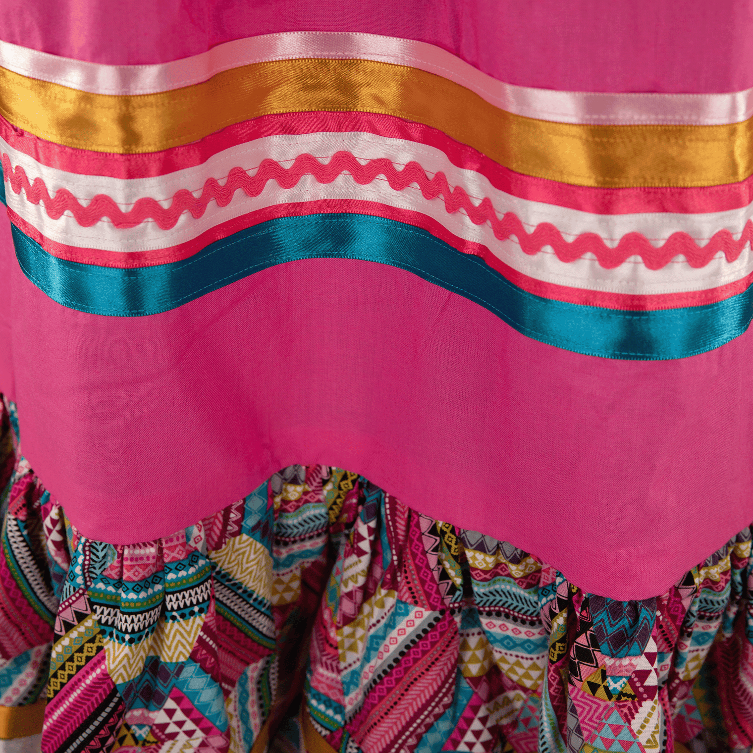 Ribbon Skirt - Pink/Geometric