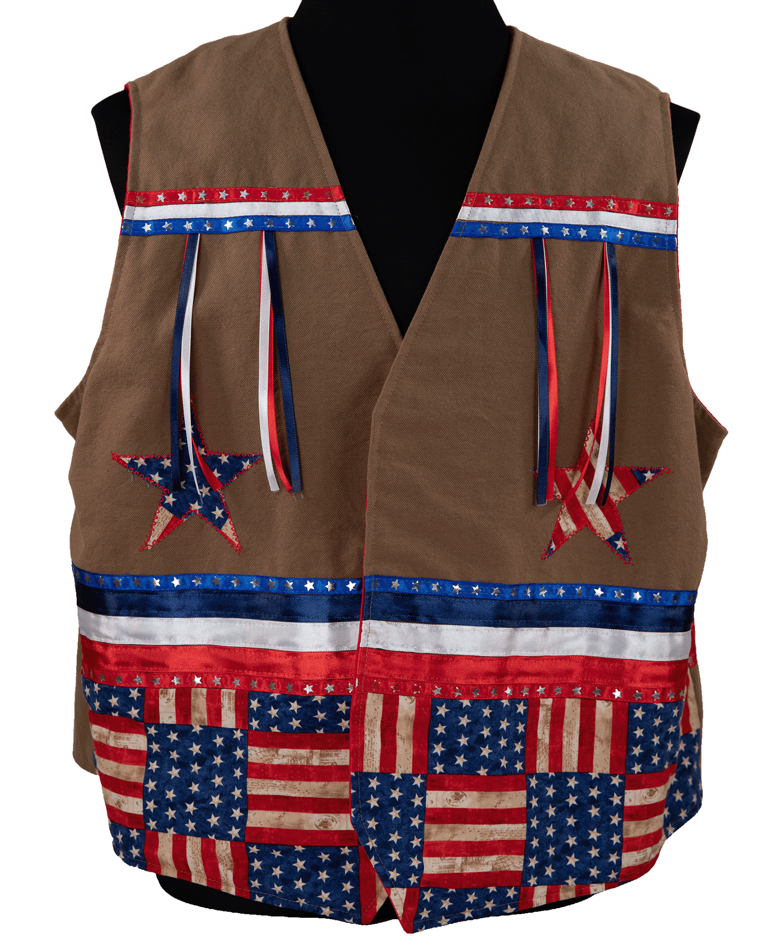 Ribbon Vest - Patriotic Brown