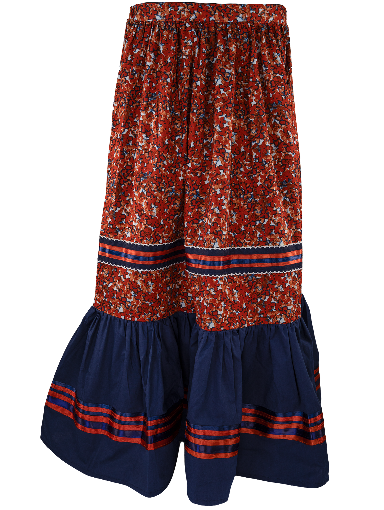 Ribbon Skirt - Floral/Navy