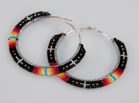 Beaded Sterling Silver Hoop Earrings