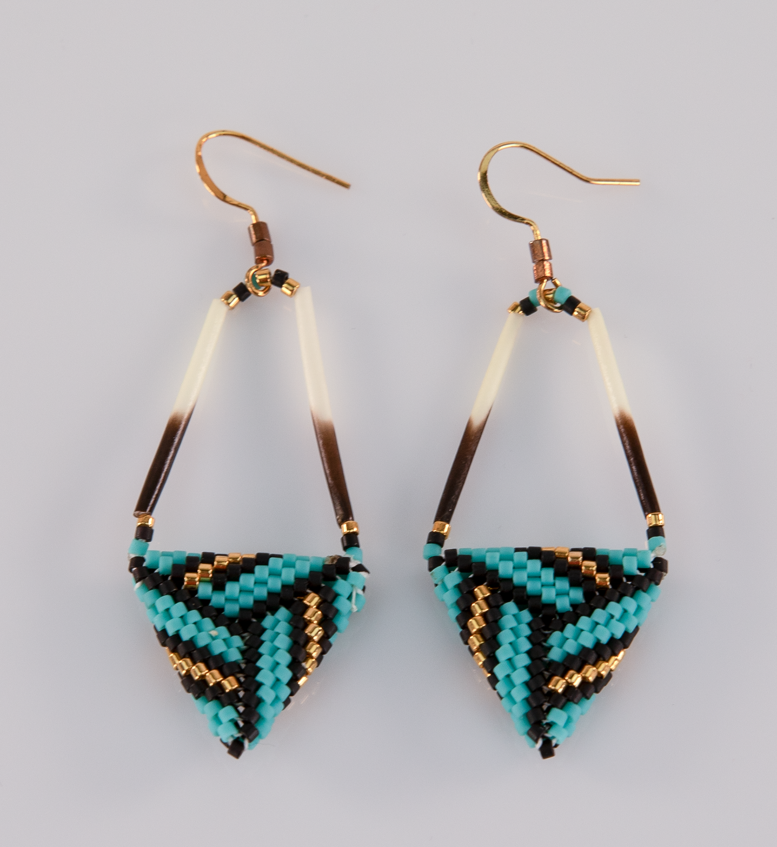 Beaded Sterling Triangle Earrings