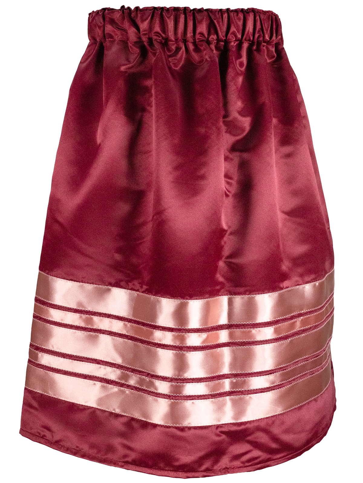 Ribbon Skirt - Burgundy/Light Pink