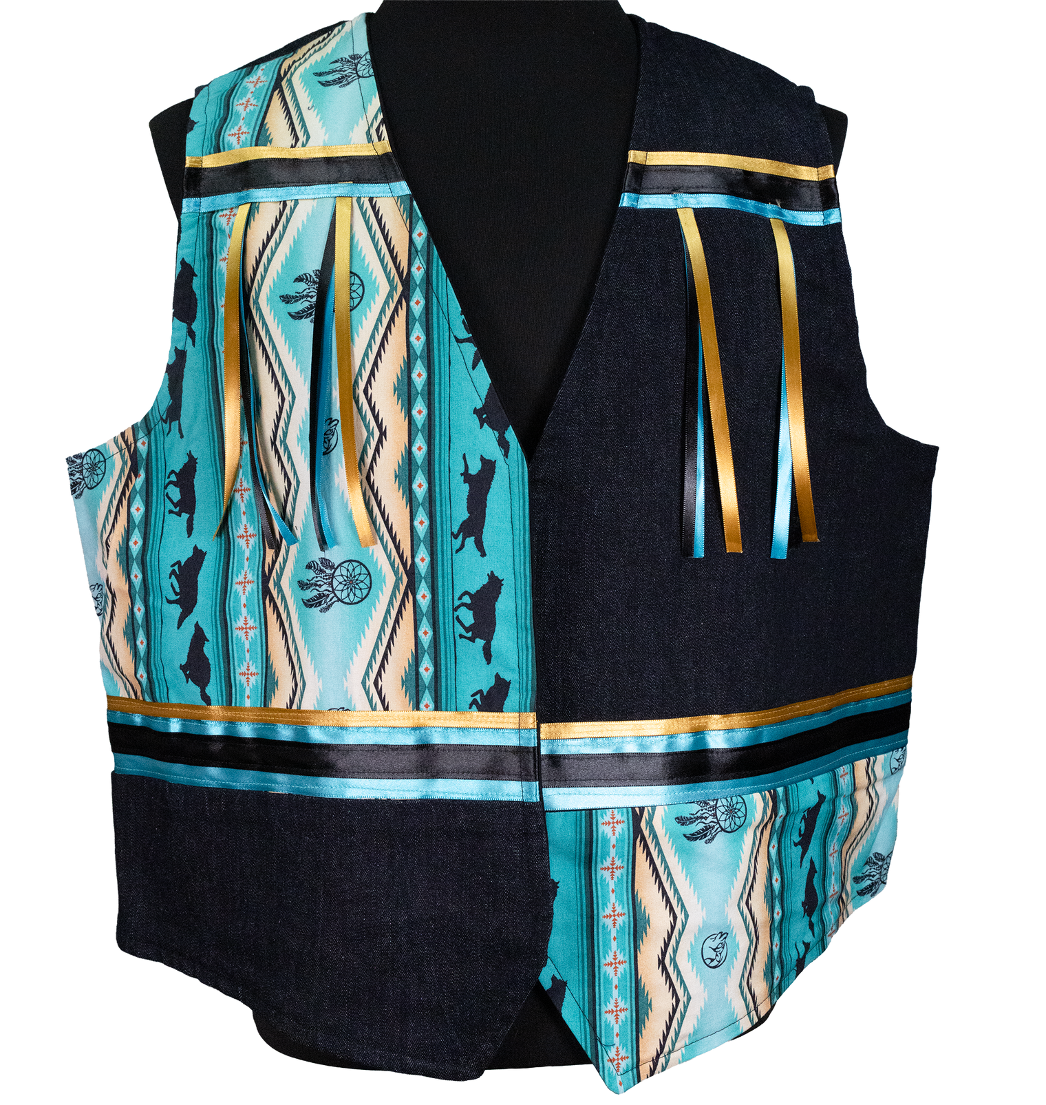 Ribbon Vest - Denim/Turquoise