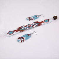 White, Copper, and Turquoise Bracelet and Earring Set