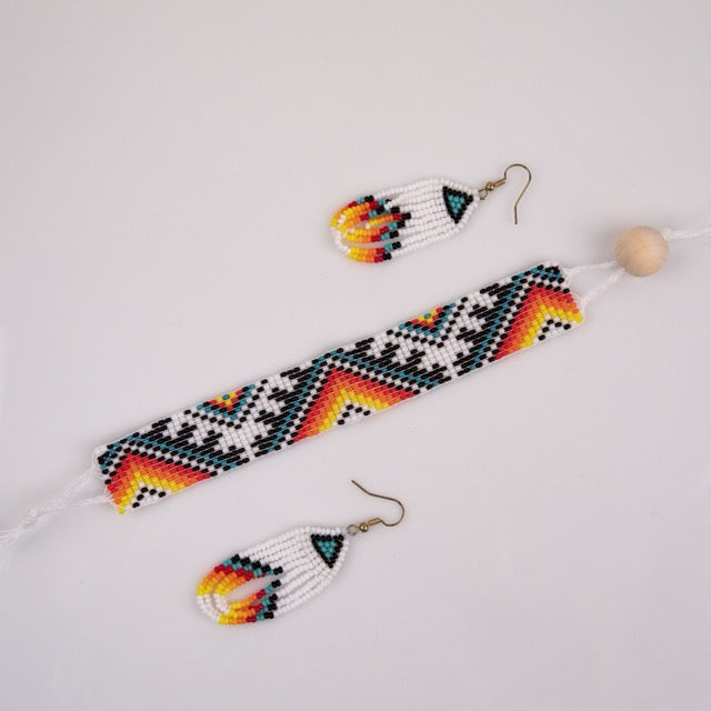 White and Rainbow Bracelet and Earring Set