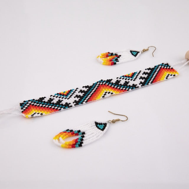 White and Rainbow Bracelet and Earring Set