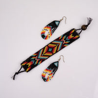 Black and Rainbow Bracelet and Earring Set