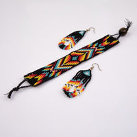 Black and Rainbow Bracelet and Earring Set