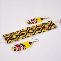 Yellow, Black, and Red Bracelet and Earring Set