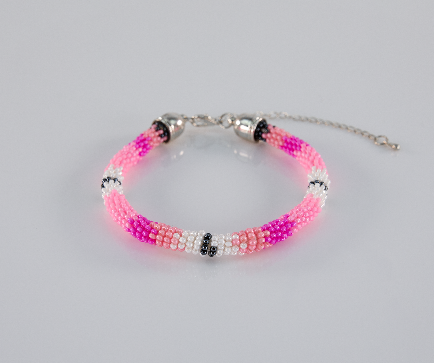 Beaded Cuff - Pink/White