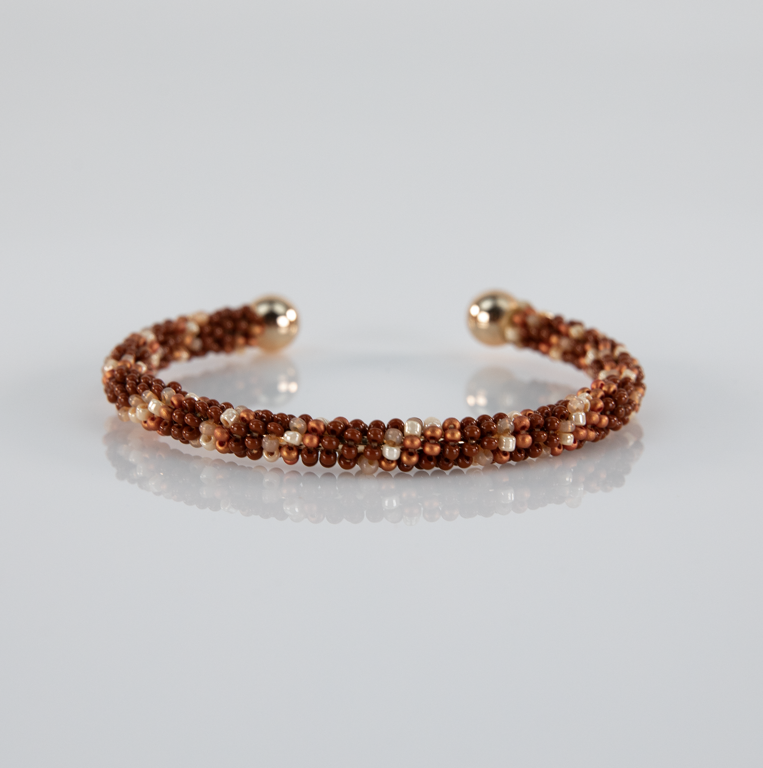 Beaded Cuff - Brown/Gold
