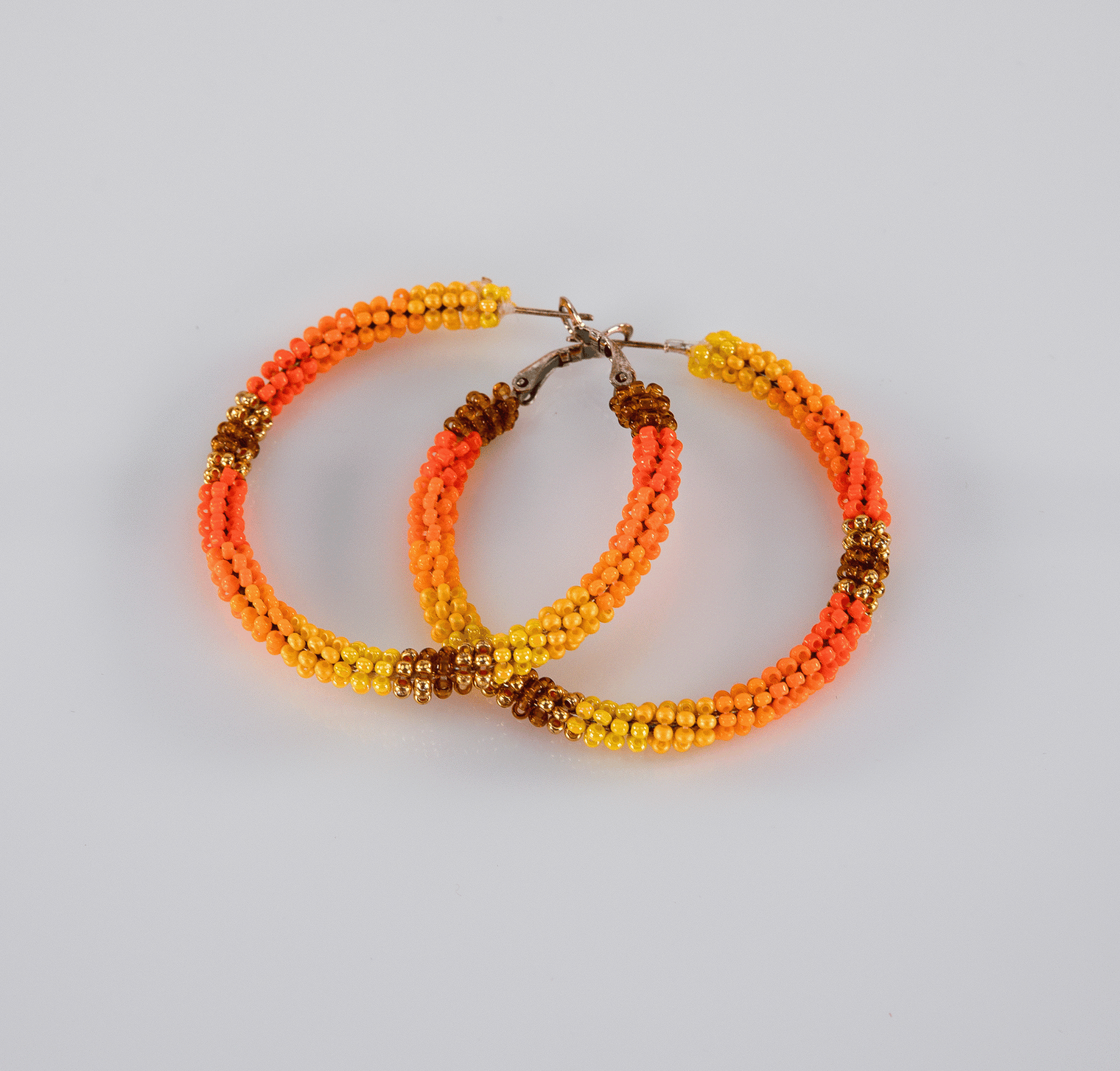 Beaded Earrings - Yellow/Orange/Gold